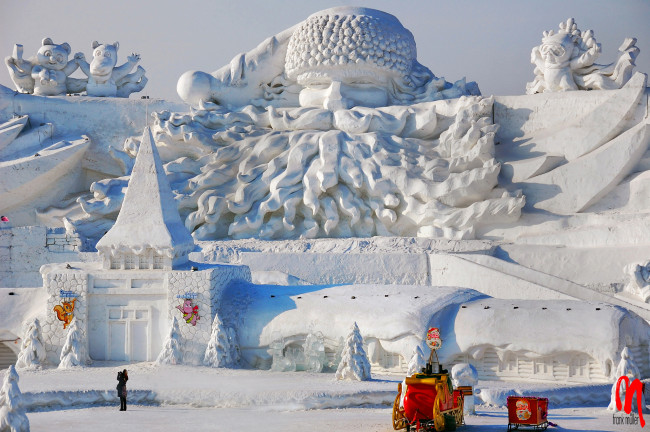 Обои картинки фото разное, фигуры из песка,  льда и снега, фигуры, крепость, снег