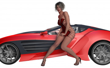 Картинка автомобили 3d+car&girl автомобиль фон взгляд девушка