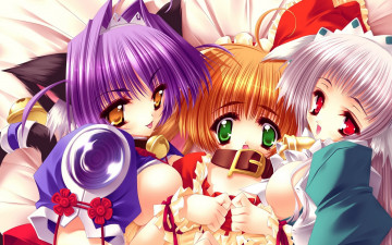 Картинка аниме зима +новый+год +рождество костюмы уши девочки