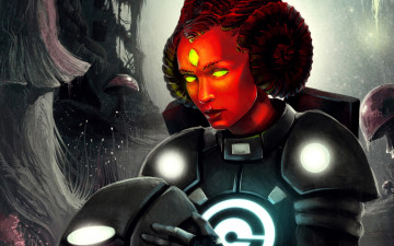 Картинка фэнтези романтика+апокалипсиса рога костюм лицо арт шлем alexiuss демон капитан doom zee captain romantically apocalyptic