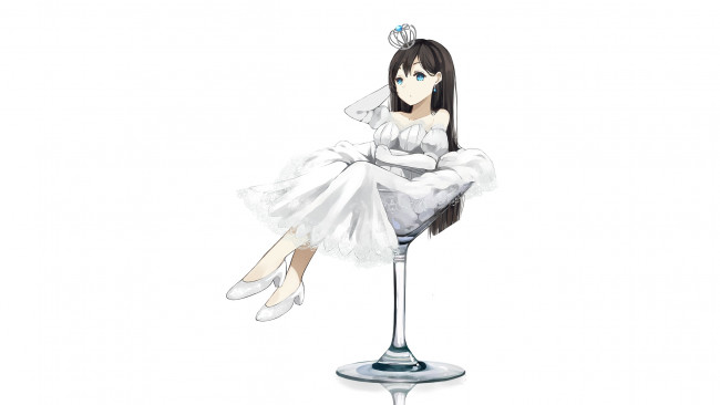 Обои картинки фото аниме, unknown,  другое, девушка, бокал, белый, levi9452, арт, фон