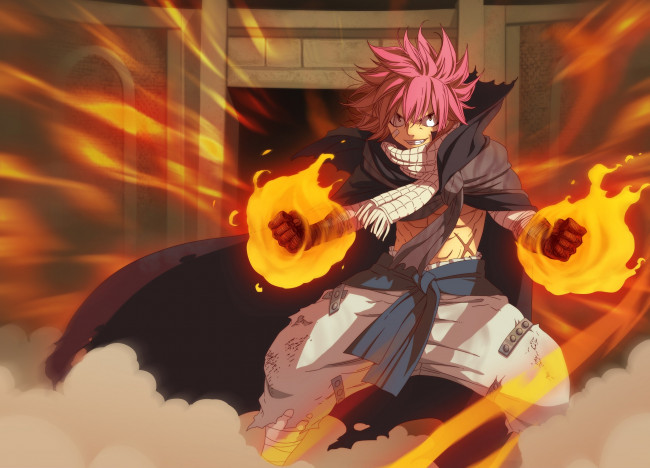 Обои картинки фото аниме, fairy tail, etherias, natsu, dragneel