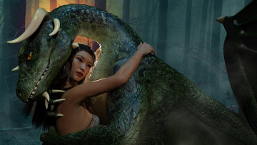 Картинка 3д+графика фантазия+ fantasy девушка фон взгляд