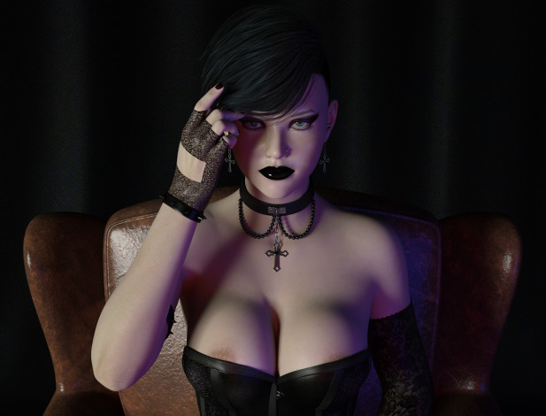 Обои картинки фото 3д графика, люди , people, фон, взгляд, девушка