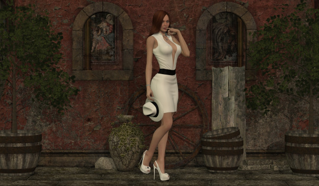 Обои картинки фото 3д графика, люди , people, взгляд, девушка, фон