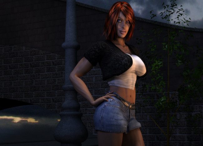 Обои картинки фото 3д графика, люди , people, фон, взгляд, девушка