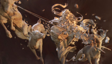 Картинка фэнтези девушки девушка олени цветы лук