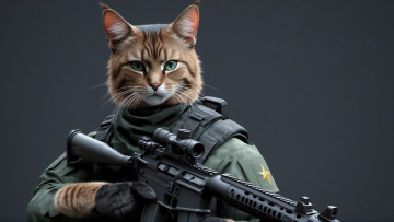Картинка 3д+графика армия+ military нейросети графика нейроарт ai art нейронные сети рисунки нейро искусство кот