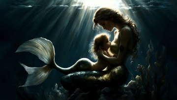 Картинка фэнтези русалки нейросети графика нейроарт ai art нейронные сети рисунки нейро искусство