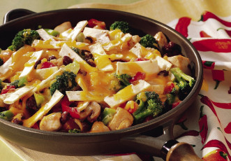 Картинка еда вторые блюда перец грибы сковорода брокколи