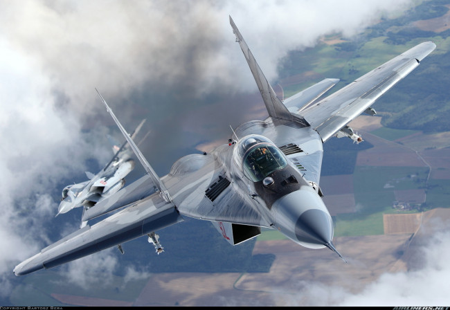 Обои картинки фото миг, 29, авиация, 3д, рисованые, graphic, полет, истребитель