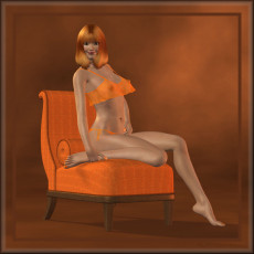 Картинка 3д+графика people+ люди кресло улыбка взгляд девушка