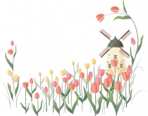 Картинка векторная+графика тюльпаны