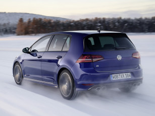 Картинка автомобили volkswagen снег golf r 3-door typ 5g 2013 синий