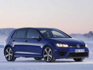 Картинка автомобили volkswagen снег golf r 3-door typ 5g 2013 синий