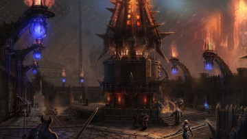 Картинка +the+exiled+realm+of+arborea видео+игры tera огонь магия город online оружие жители рога меч шары