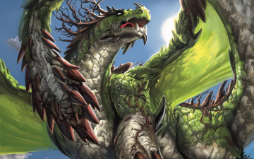 Картинка фэнтези драконы рога шипы пасть дракон крылья