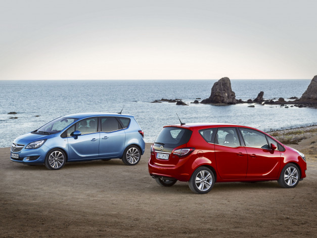 Обои картинки фото автомобили, opel, meriva, b, 2014, красный