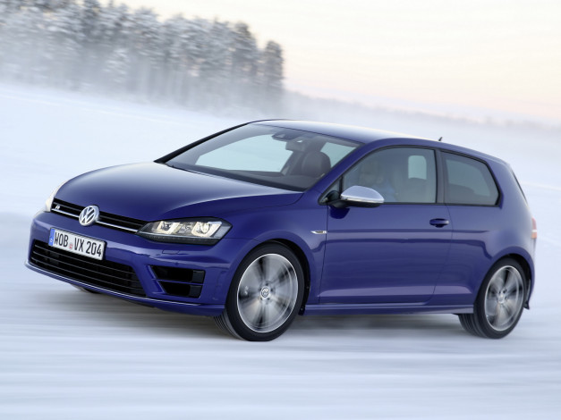 Обои картинки фото автомобили, volkswagen, volkswage, golf, r, 3-door, typ, 5g, 2013, синий