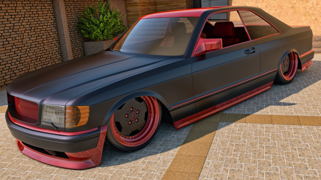 Обои картинки фото автомобили, 3д, amg, sec, 560, mercedes-benz, 1991