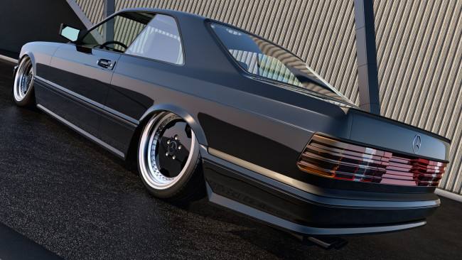 Обои картинки фото автомобили, 3д, mercedes, 1991, amg, sec, 560, benz