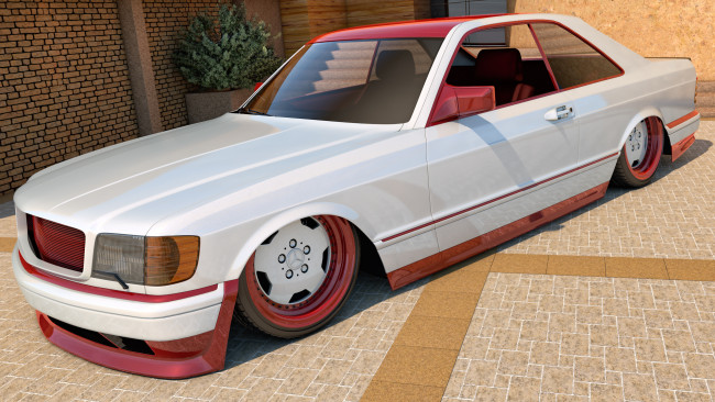 Обои картинки фото автомобили, 3д, sec, 560, benz, mercedes-, 1991, amg