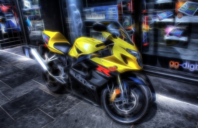 Обои картинки фото разное, компьютерный дизайн, витрина, байк