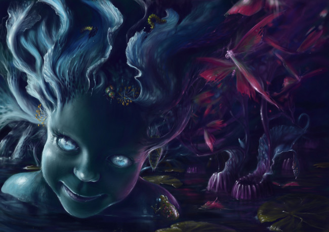 Обои картинки фото gianna ragagnin, фэнтези, существа, бабочки, нимфа, лицо, gianna, ragagnin