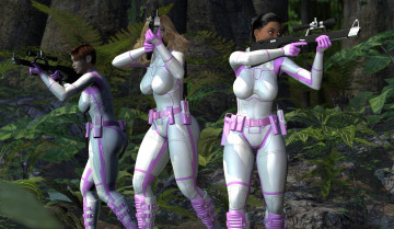 Картинка 3д+графика фантазия+ fantasy лес оружие фон взгляд девушки