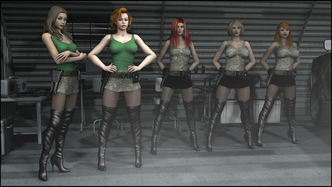 Обои картинки фото 3д графика, люди , people, девушки, фон, взгляд