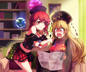 Картинка автор ++koissa аниме touhou junko kochiya sanae tatara kogasa hecatia lapislazuli hakurei reimu clownpiece