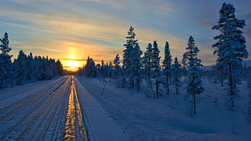 Картинка природа зима закат