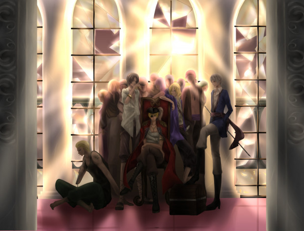 Обои картинки фото аниме, hetalia,  axis powers, трон, парни, арт