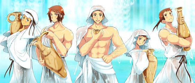 Обои картинки фото аниме, hetalia,  axis powers, арт, парни