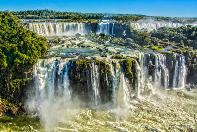 Обои картинки фото природа, водопады, река, лес, водопад