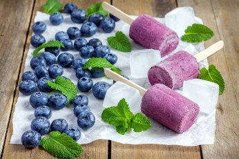 Картинка еда мороженое +десерты мята ягоды черника лакомство