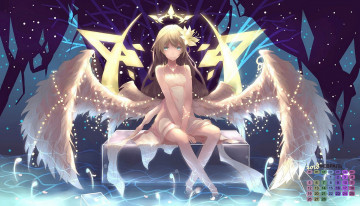 Картинка календари аниме крылья взгляд девушка 2018 цветок