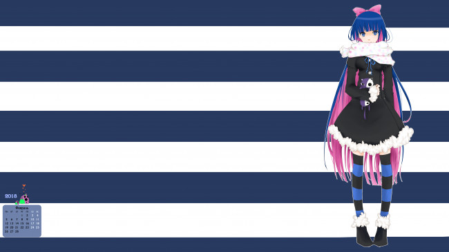 Обои картинки фото календари, аниме, девушка, взгляд, 2018