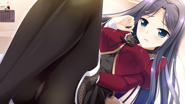 Обои картинки фото календари, аниме, взгляд, 2018, девушка