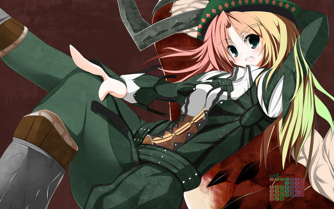 Обои картинки фото календари, аниме, шляпа, лицо, девушка, 2018, взгляд