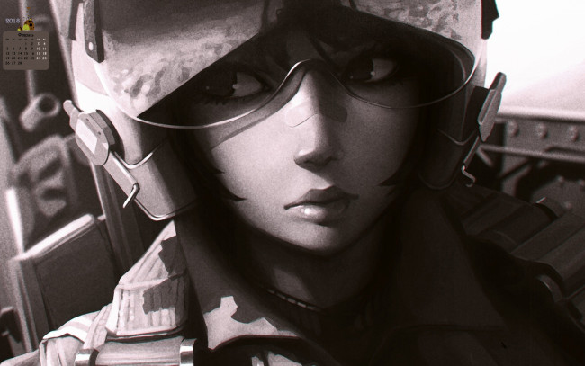 Обои картинки фото календари, рисованные,  векторная графика, взгляд, лицо, девушка, 2018