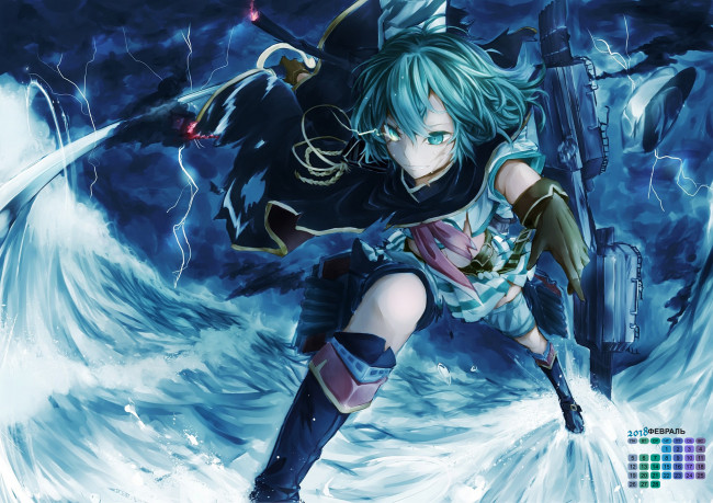 Обои картинки фото календари, аниме, девушка, 2018, взгляд