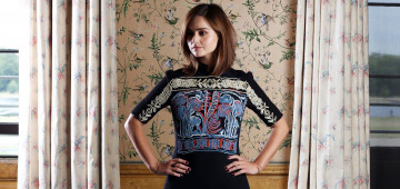 обоя девушки, jenna coleman, шатенка, платье, орнамент, актриса