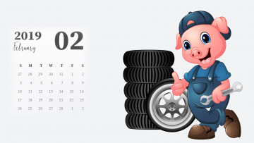 Картинка календари рисованные +векторная+графика инструмент свинья колесо поросенок