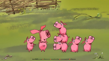 Картинка календари рисованные +векторная+графика поросенок свинья