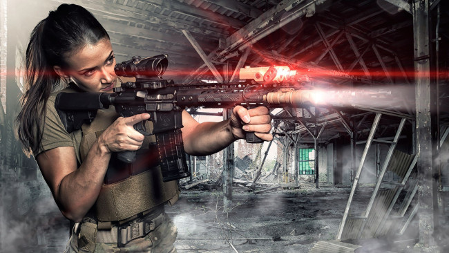 Обои картинки фото девушки, -unsort , девушки с оружием, девушка, винтовка