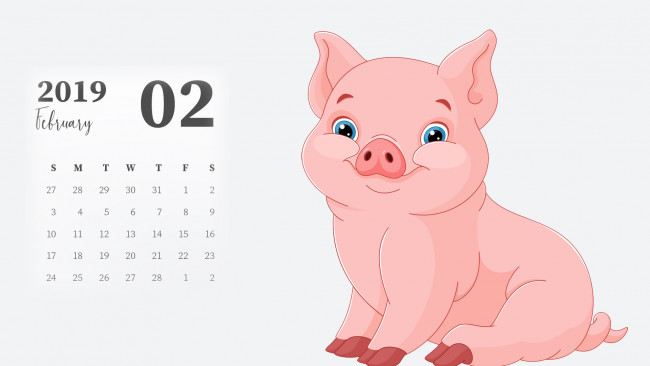 Обои картинки фото календари, рисованные,  векторная графика, поросенок, свинья
