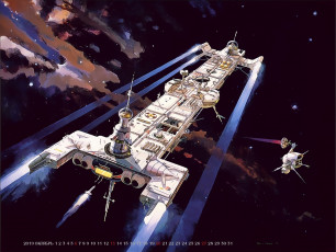 Картинка календари фэнтези 2019 calendar корабль звездолет космос