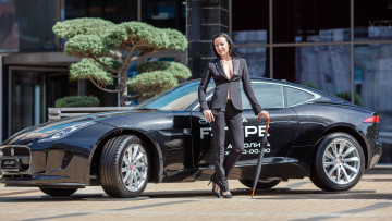 обоя автомобили, -авто с девушками, девушка, jaguar