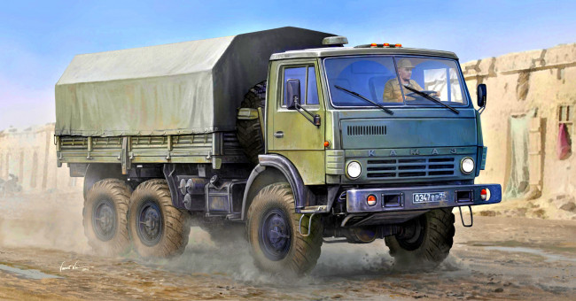 Обои картинки фото рисованное, армия, камаз